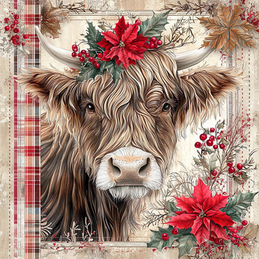 Christmas Highland Cow Sign, DCO-102170, Sign For Wreath, 10x10in Metal Sign